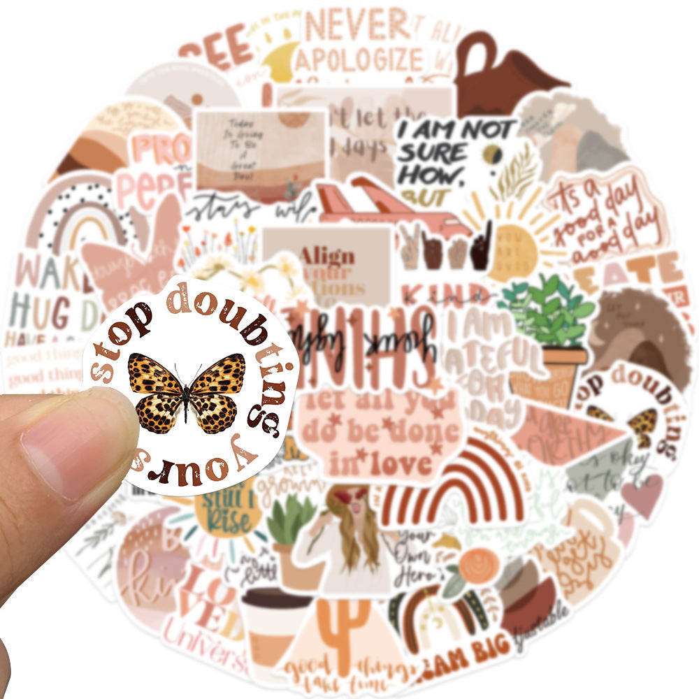 50 Sheets Inspirational Phrase Graffiti Waterproof Stickers