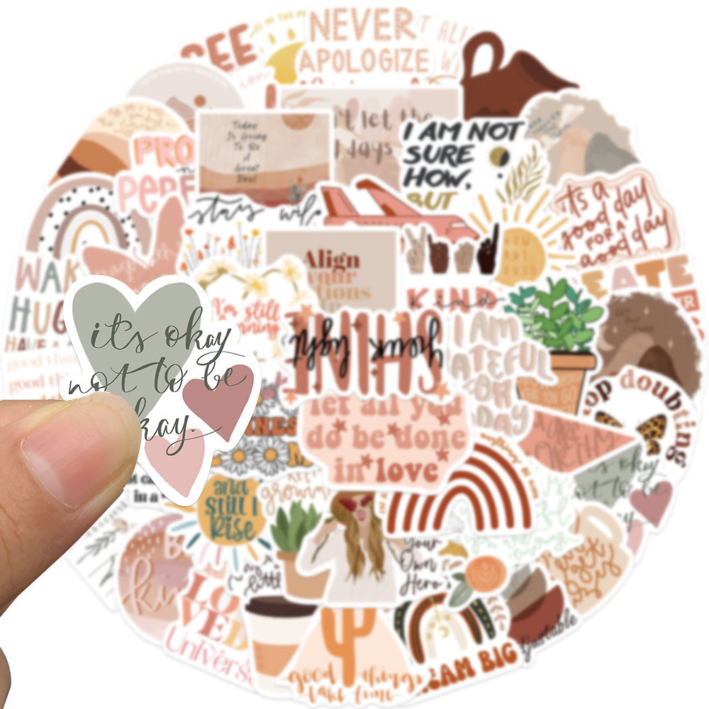 50 Sheets Inspirational Phrase Graffiti Waterproof Stickers