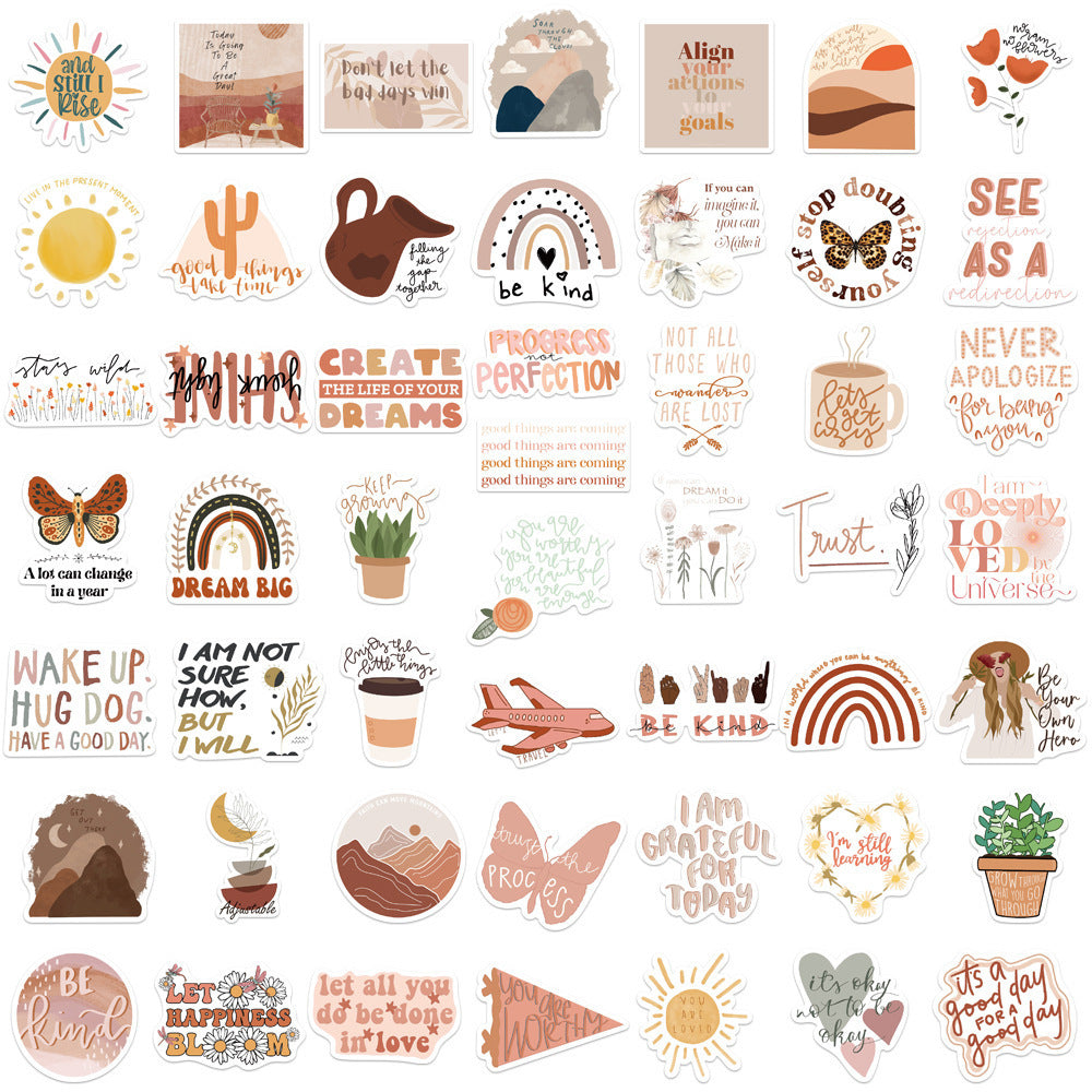 50 Sheets Inspirational Phrase Graffiti Waterproof Stickers